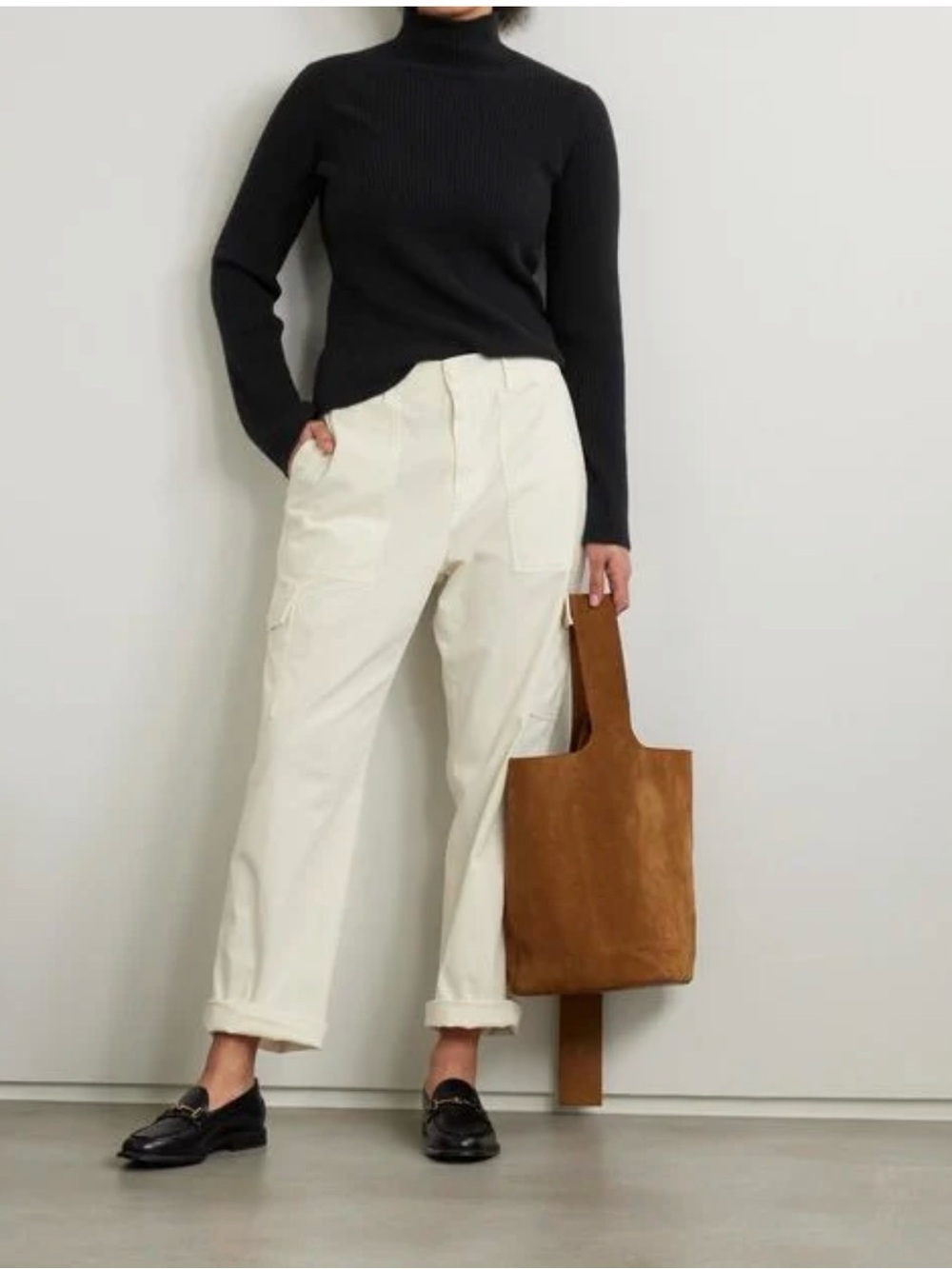 James Perse White Wide Leg Cargo Pants